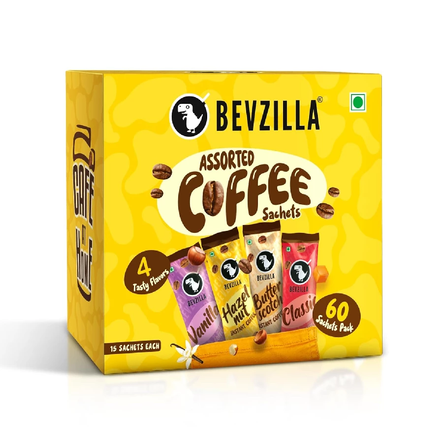 Bevzilla 60 Instant Coffee Powder Sachets(4 Flavours), 60 Sachets-2.webp